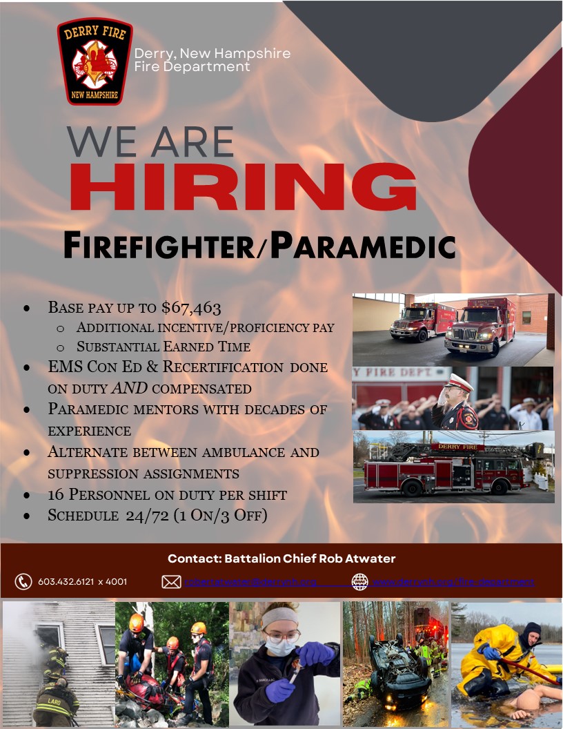 Derry Fire Department, NH Firefighter Jobs
